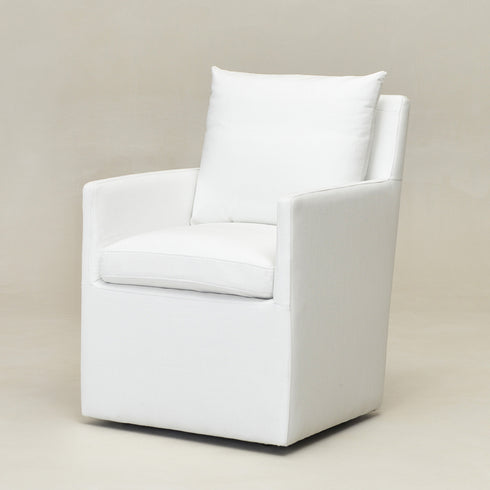 Sean Performance Dining Chair with Casters - Upholstered Dining Chair | Modern Dining Chairs | Kinwell Furniture | Performance Fabric Dining Chairs